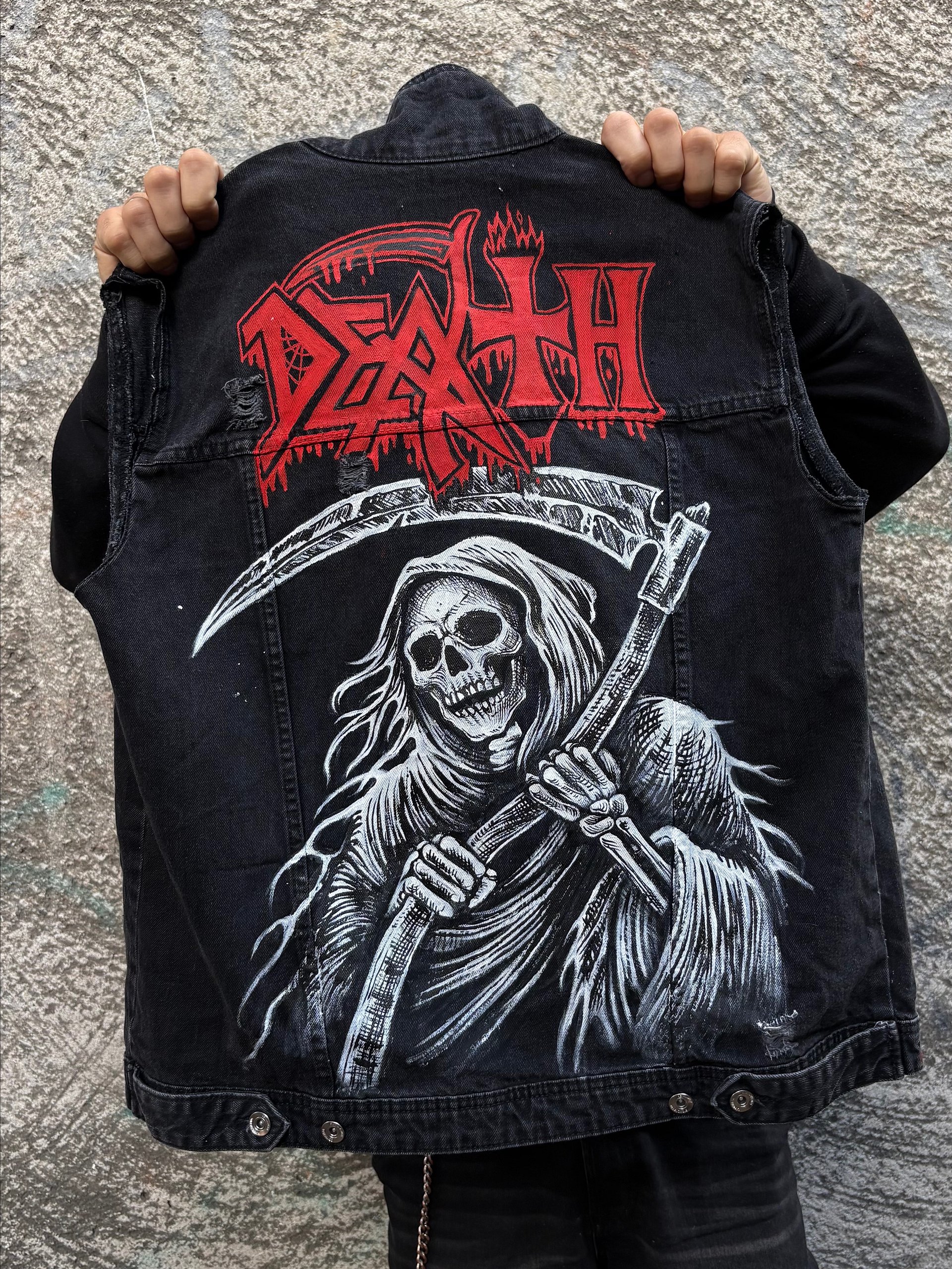 💀 Hand-Customized Old-School Death/Thrash Metal Battle Vest 💀 product image (1)