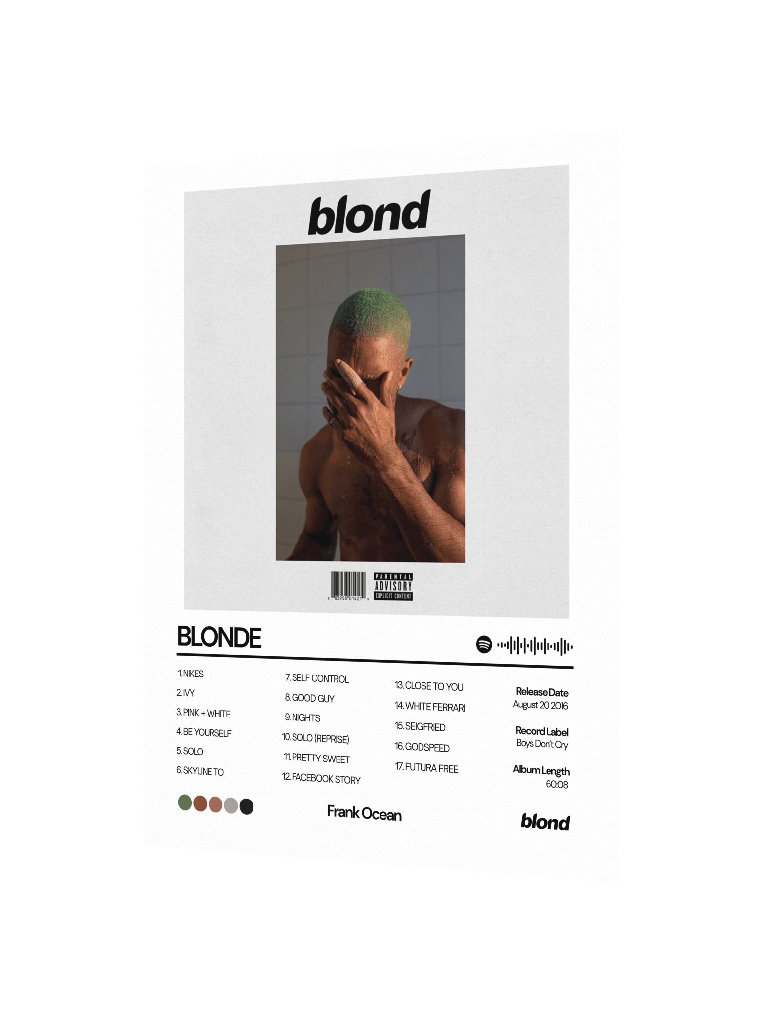 Frank Ocean Blonde Album Unframed Poster product image (3)