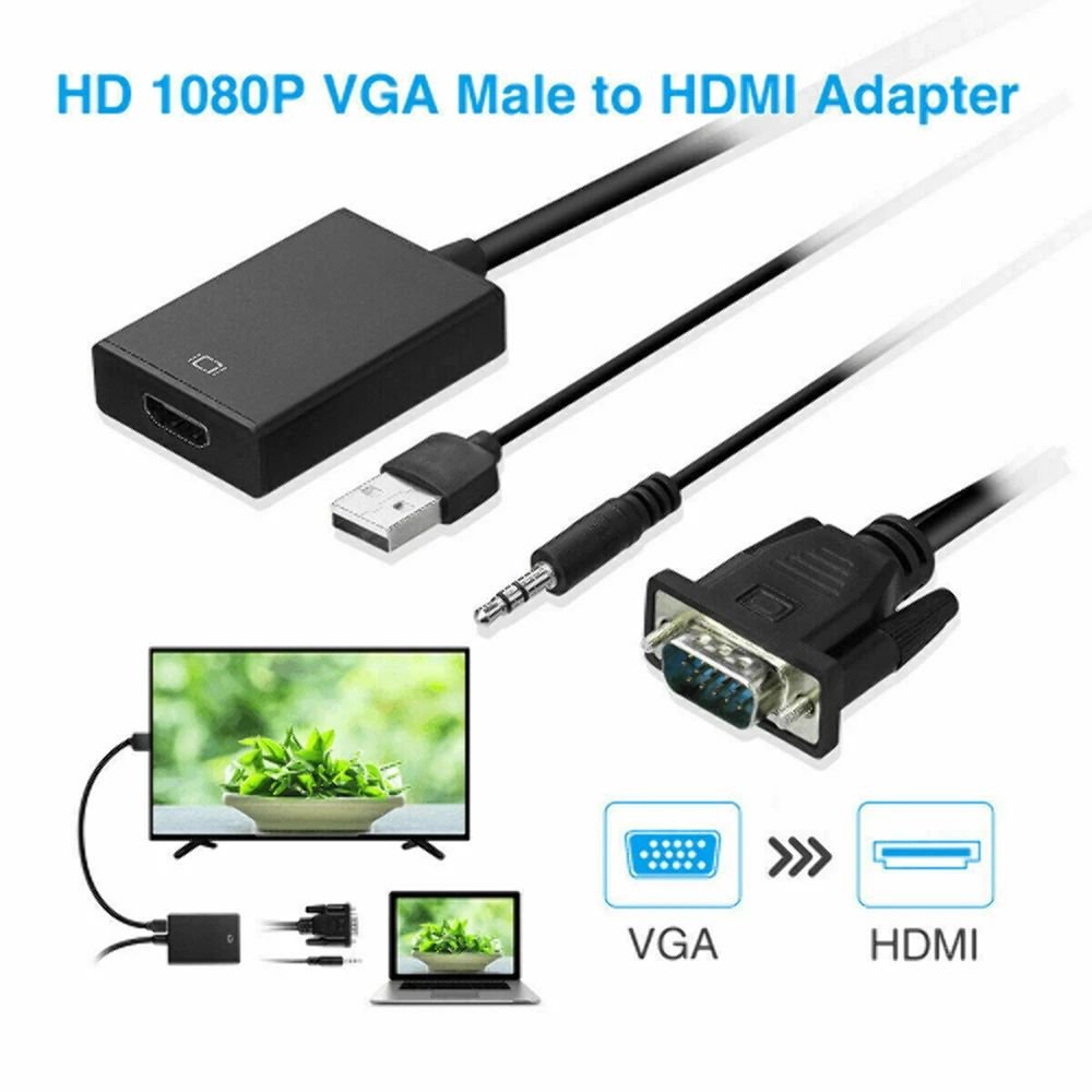 VGA to HDMI 1080P Converter Adapter Audio Output product image (9)
