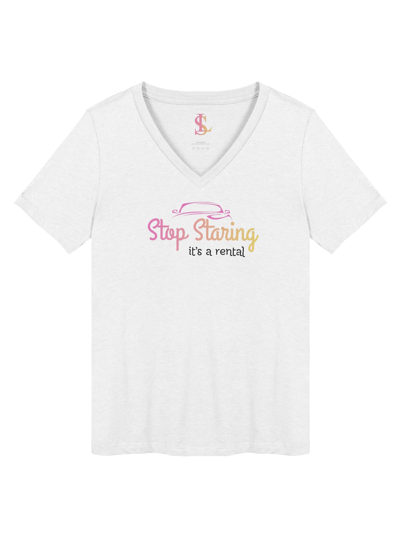 Stop Staring, It’s a Rental – Women’s V-Neck Graphic Tee product image (1)