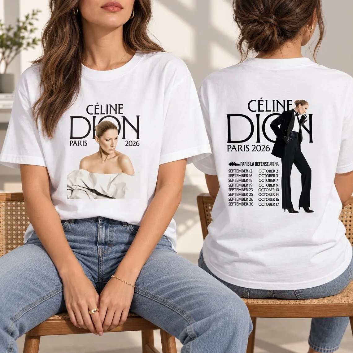 Celine Dion Paris Tour 2026 Shirt, Celine Dion Graphic Tee, Live On Tour Dates T-Shirt, Vintage Music Merch product image (1)