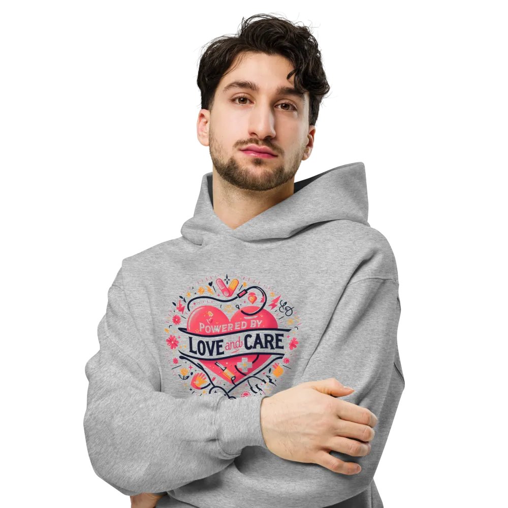 love and care heart shape design hoodie product image (26)