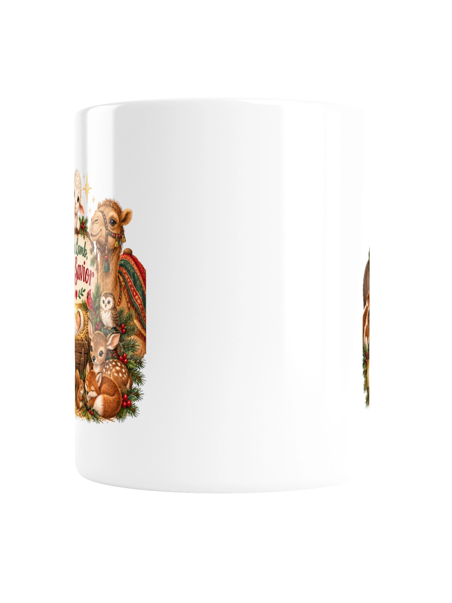 Little Lamb Big Savior Mug | Christian Christmas Nativity Mug | Cute Lamb & Animal Christmas Gift product image (4)