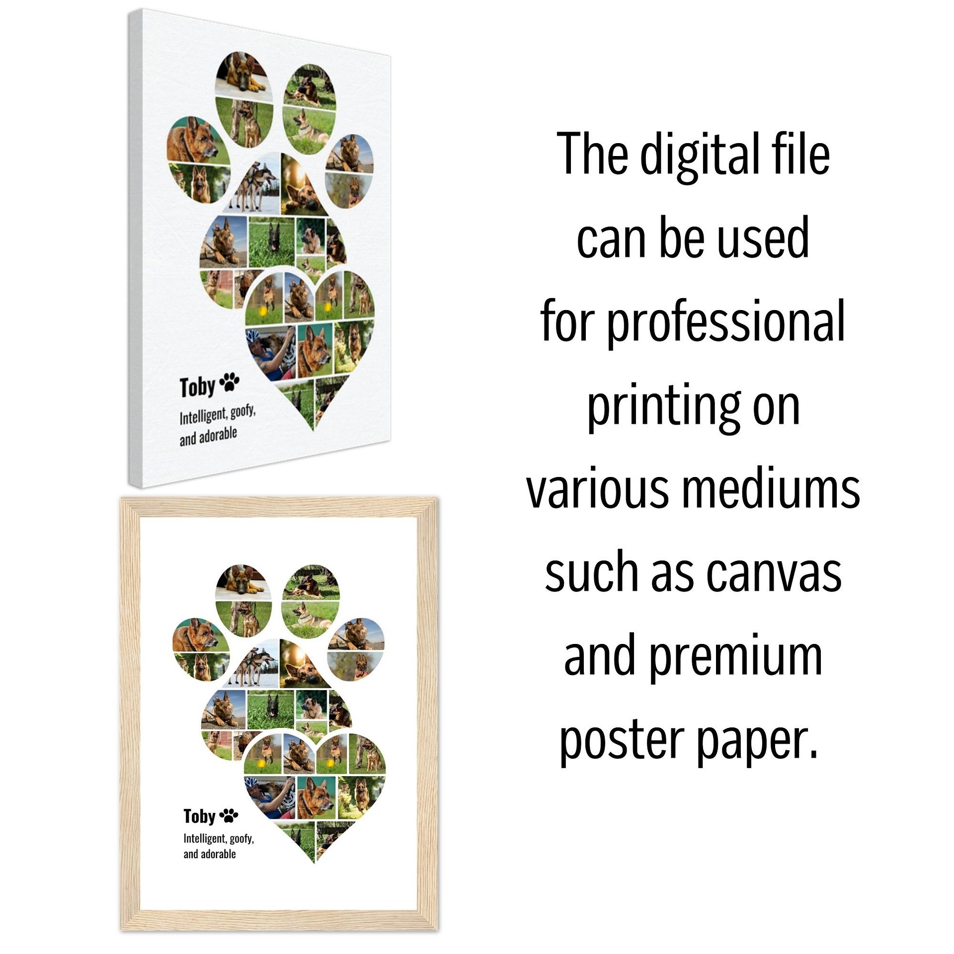 Pet Memorial Paw Heart Photo Collage Canva Template | auseller