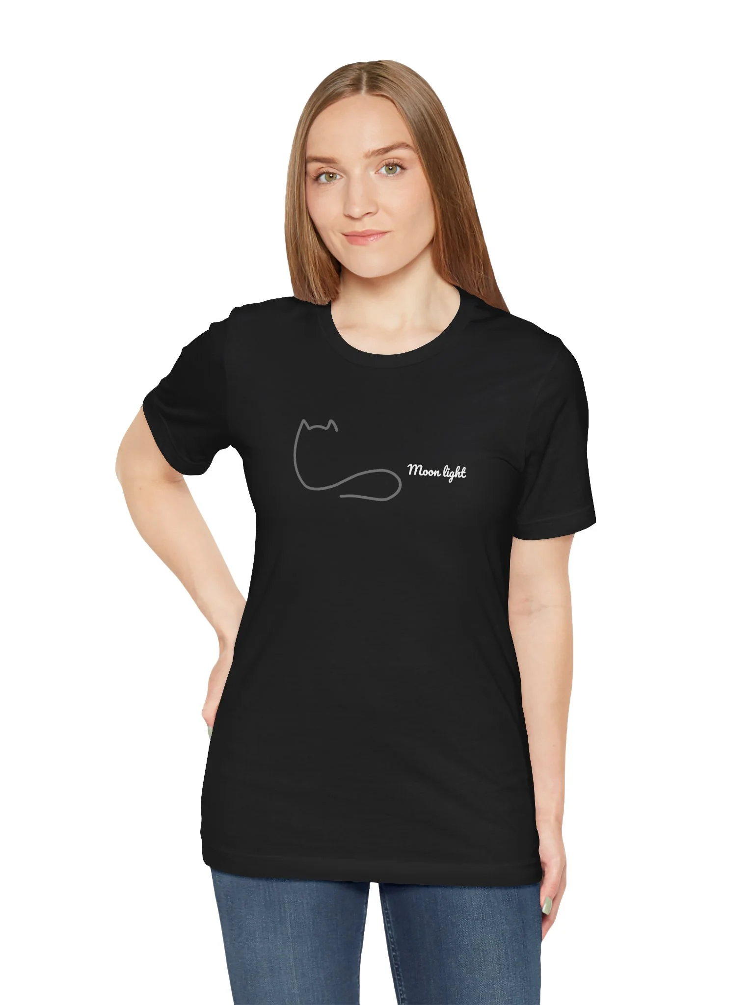 Night Cat Tee | Minimal Line Cat product image (10)