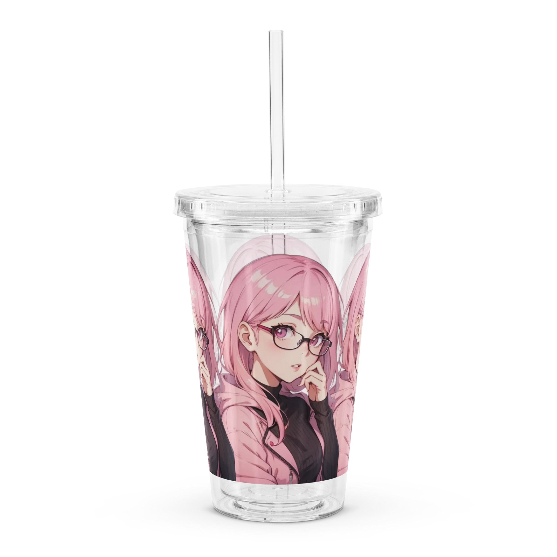 (Pink WAIFU) K Clear Plastic Tumbler product image (1)
