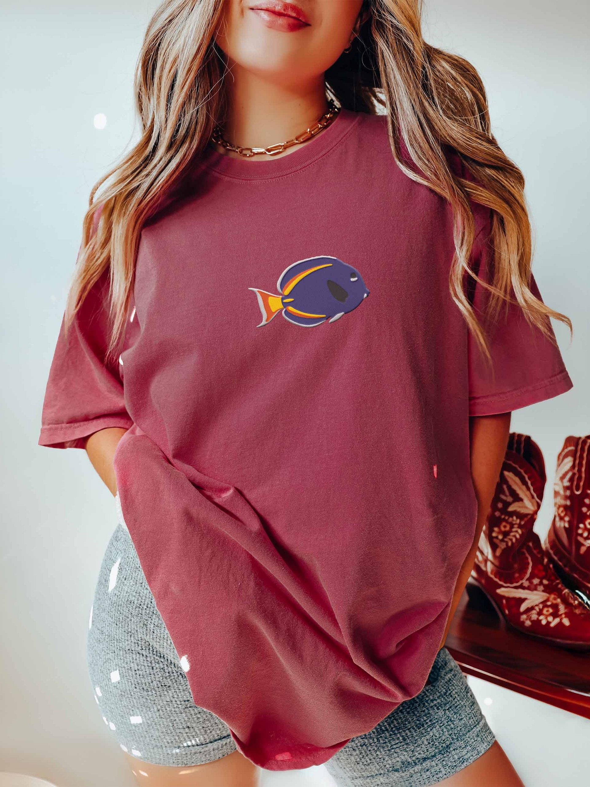Hybrid Gold-Rim Tang Embroidered Premium Shirt | Saltwater Reef Aquarium Fish & Marine Life Apparel product image (2)