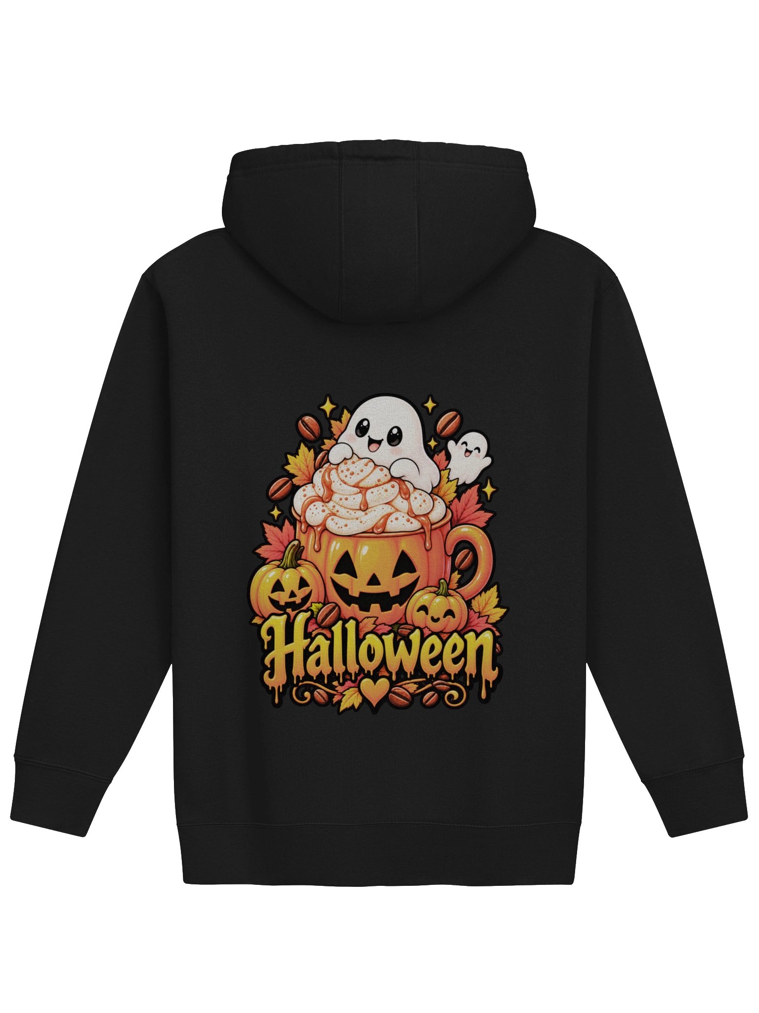 Halloween Pumpkin Coffee – Cute Ghost Hoodie product image (7)