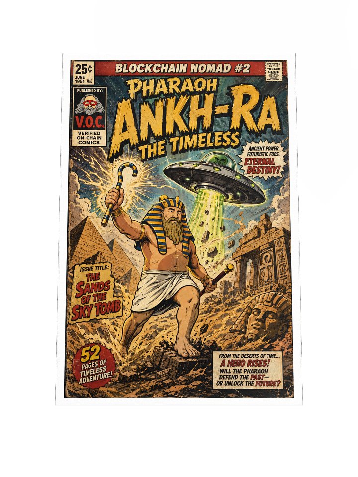 Blockchain Nomad #2: Pharaoh Ankh-Ra, The Timeless - Vintage Comic Book Poster product image (1)