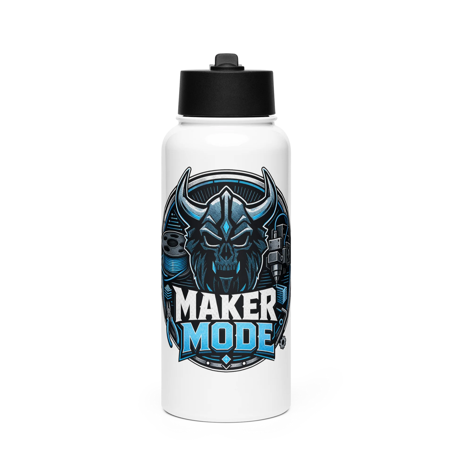 Maker Mode 32oz Water Bottle — Horned Skull Emblem product image (1)