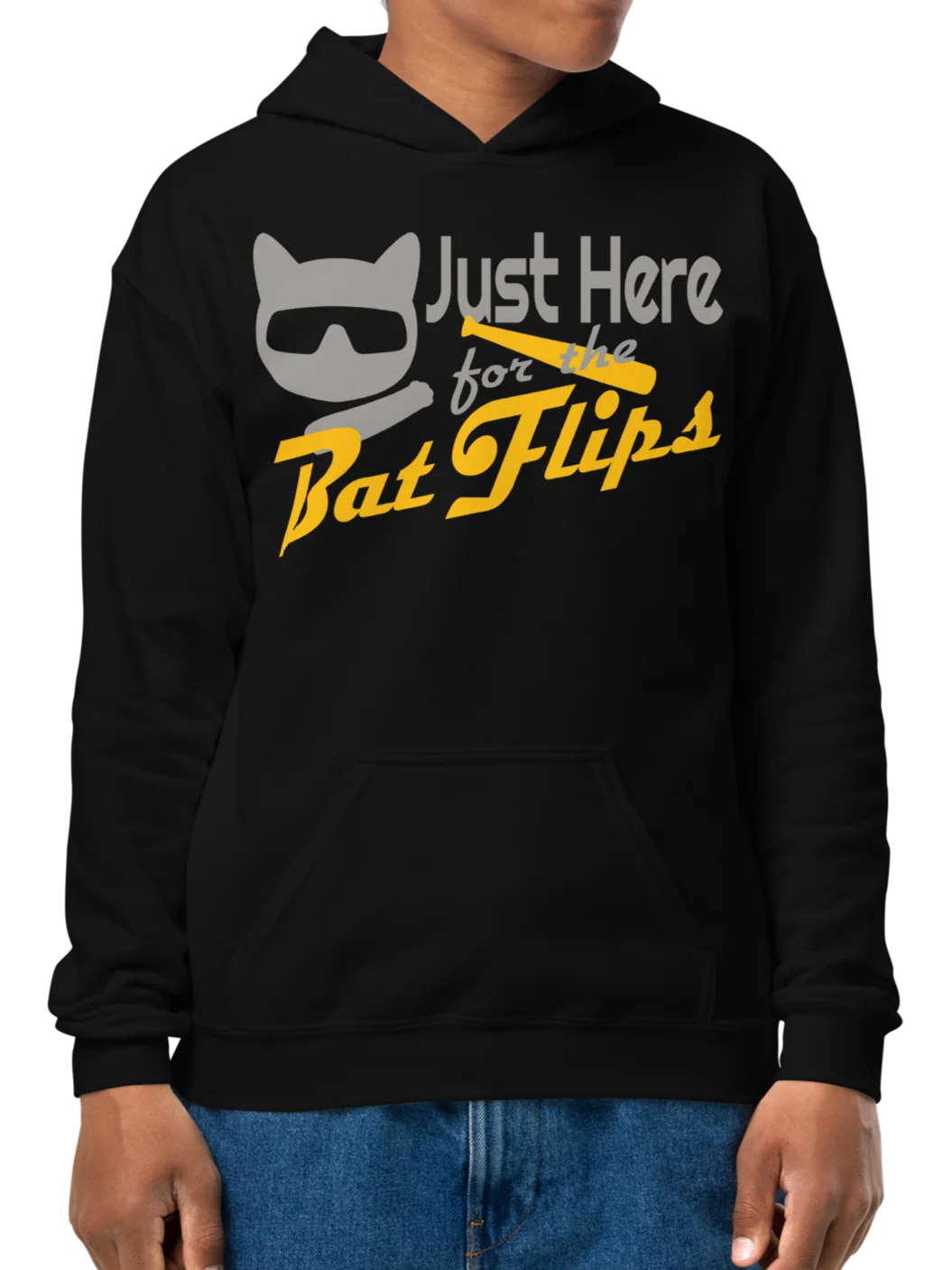 Baseball Cat (Just Here for The Bat Flips) - Unisex Youth Hoodie product image (2)