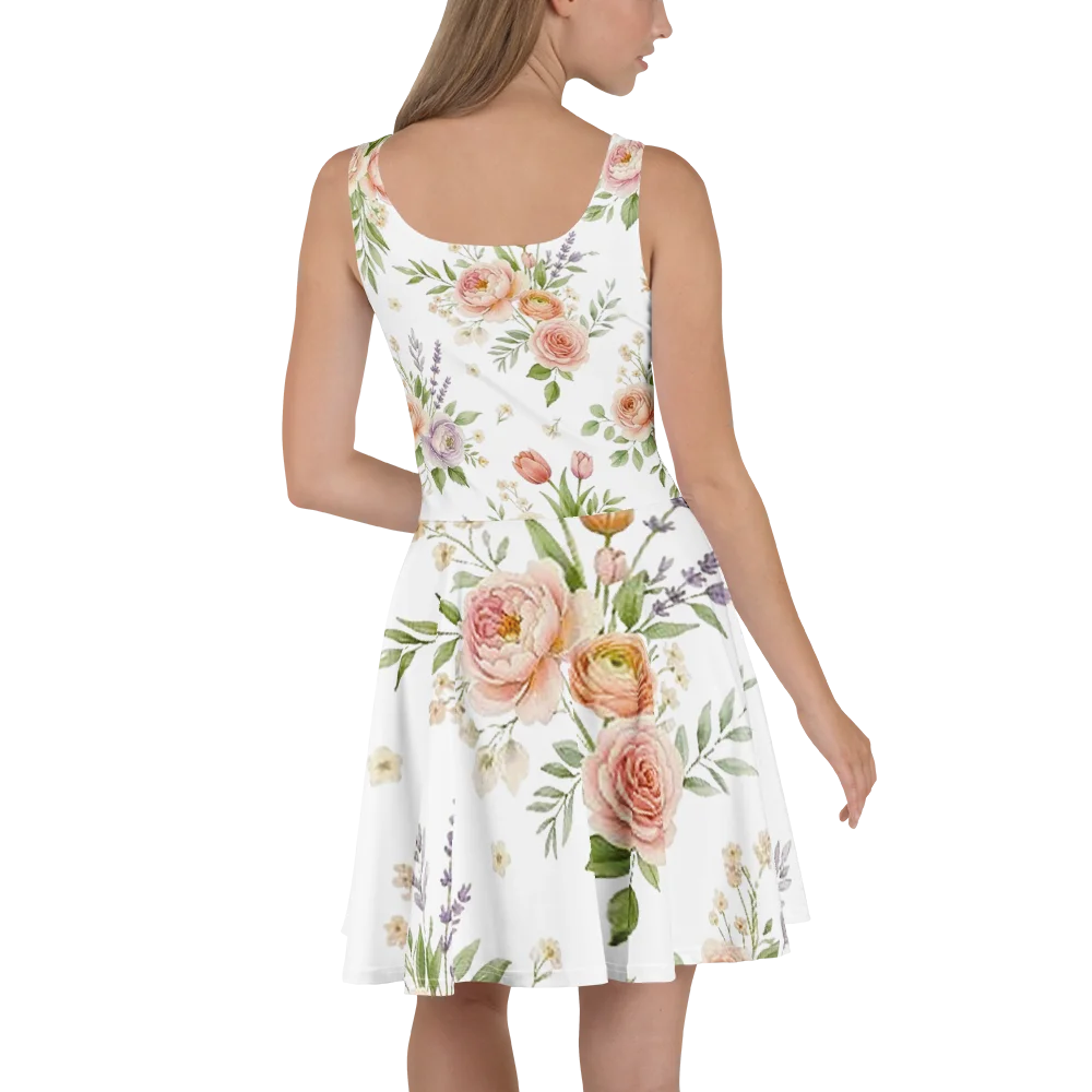 Vintage Meadow Floral Skater Dress | Cottagecore Art Print Dress product image (4)