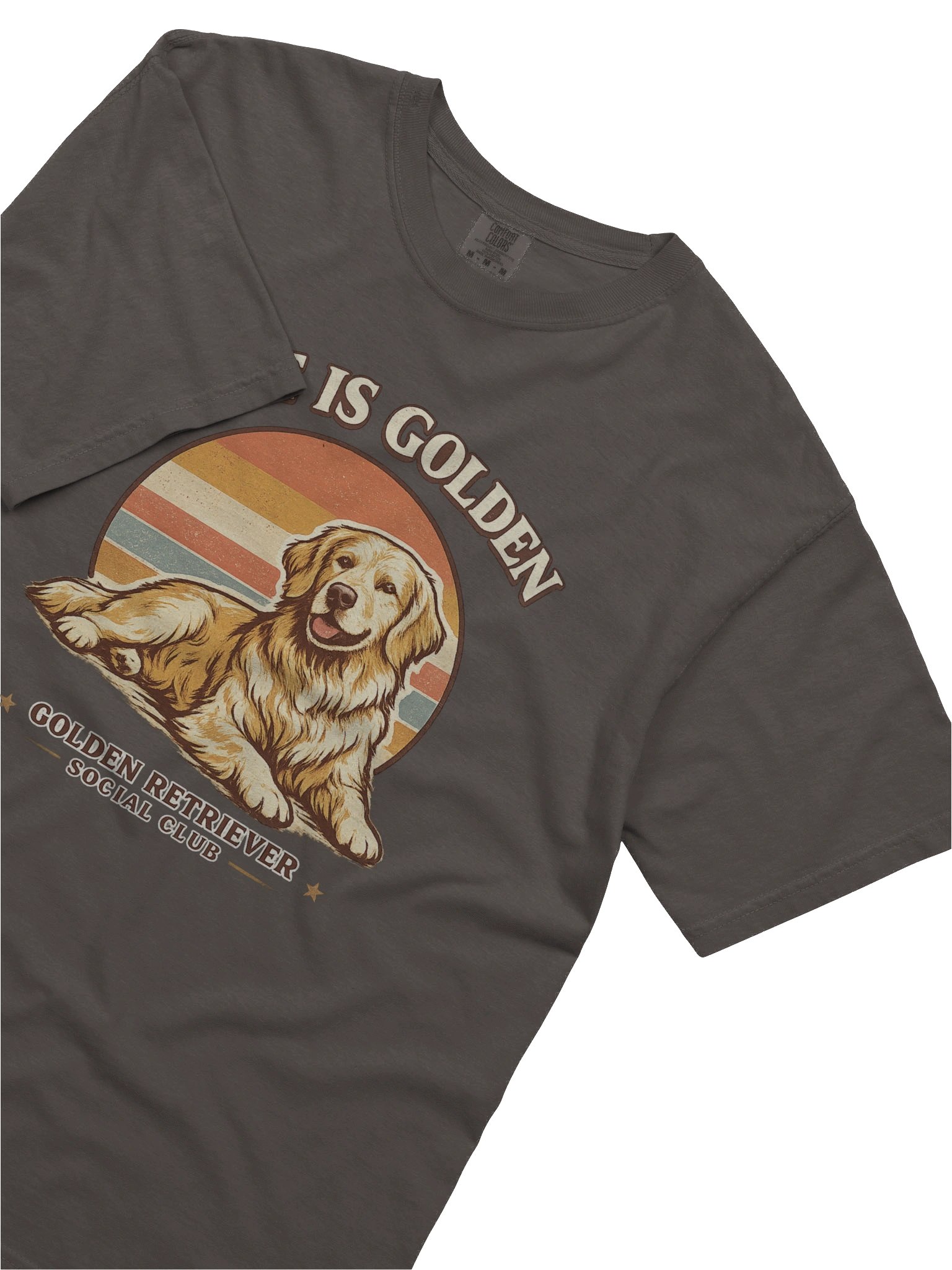 Life Is Golden Retro Sunset T-Shirt – Vintage Golden Retriever Comfort Colors 1717 product image (3)