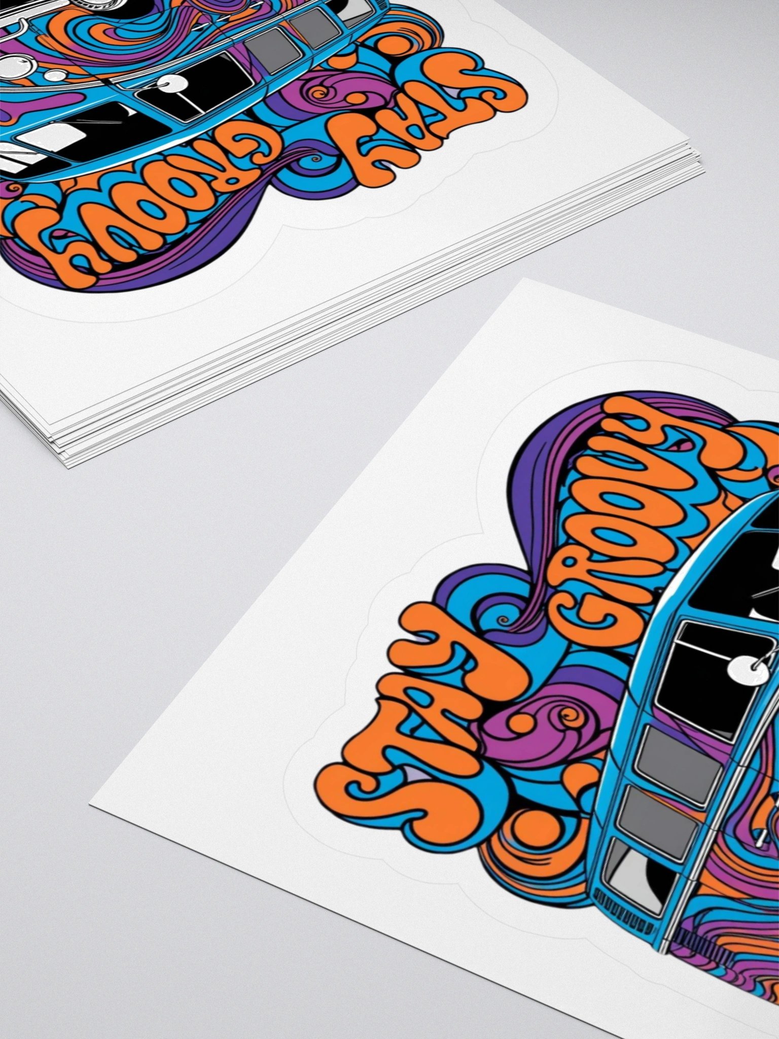Retro Groove Van Kiss Cut Stickers product image (12)