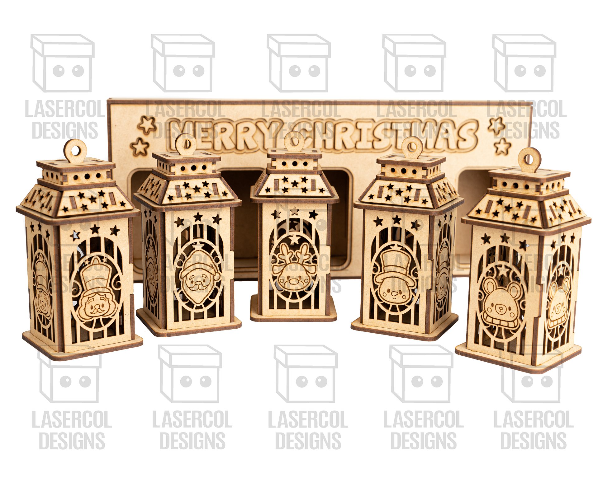 Christmas Lanterns Set With Box - Laser Cut Files product image (2)