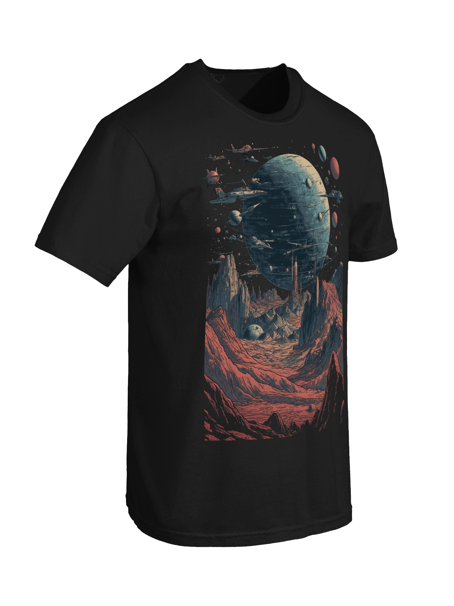 Retro-Futuristic Alien Landscape Heavyweight T-Shirt product image (4)