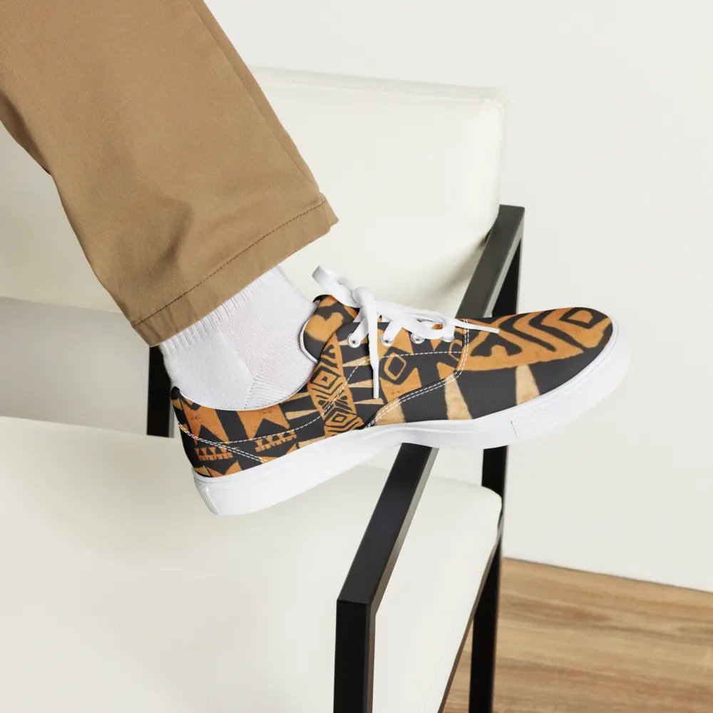 Men's African-Inspired Brown/Black Lace-up Canvas Shoes product image (6)