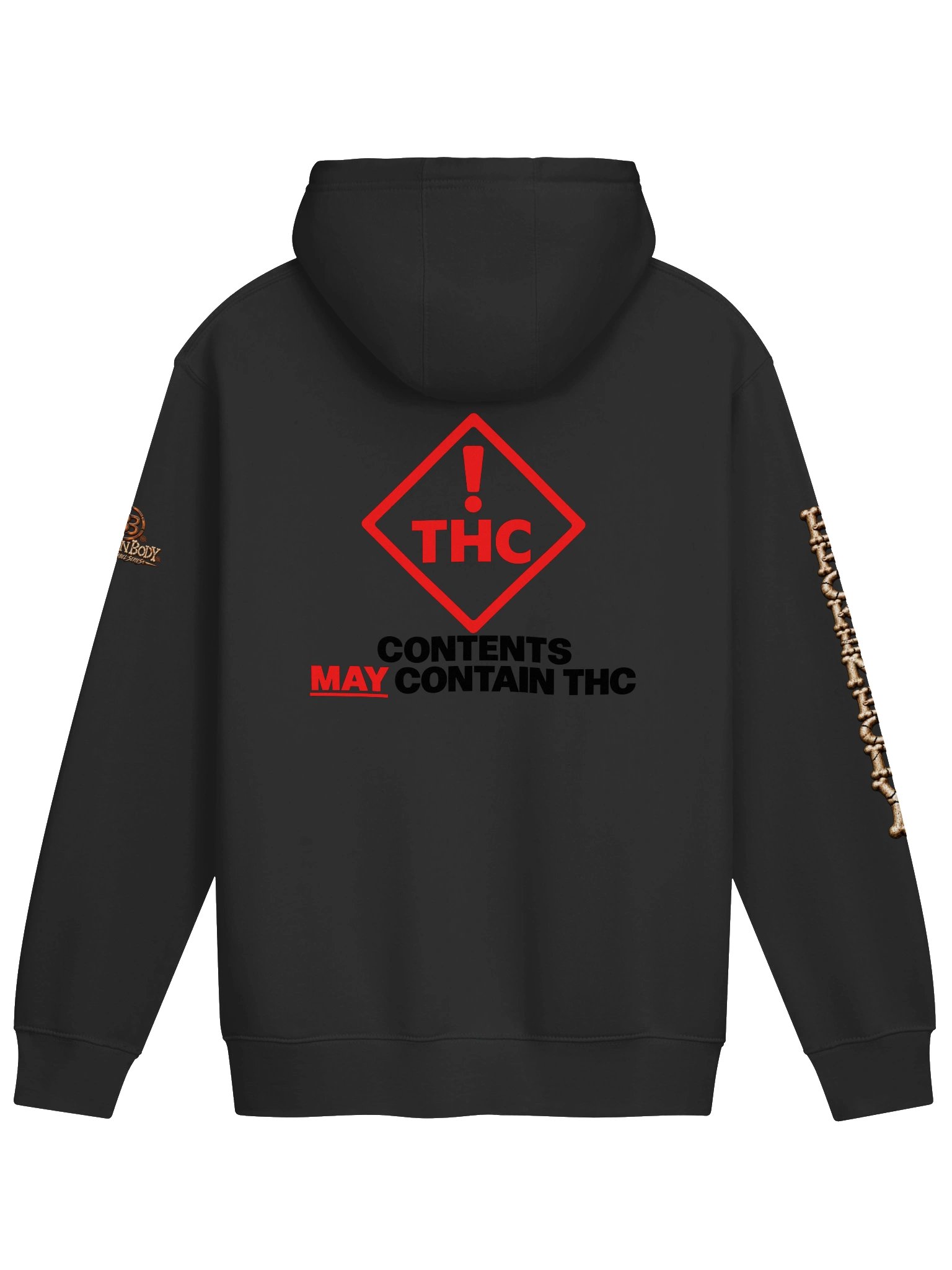 CONTENTS MAY CONTAIN THC! — BLACK OUT HOODIE product image (2)