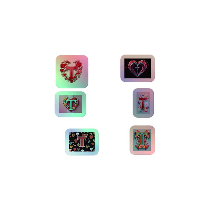 All T's Valentine’s Monogram Holo Sticker Pack product image (1)