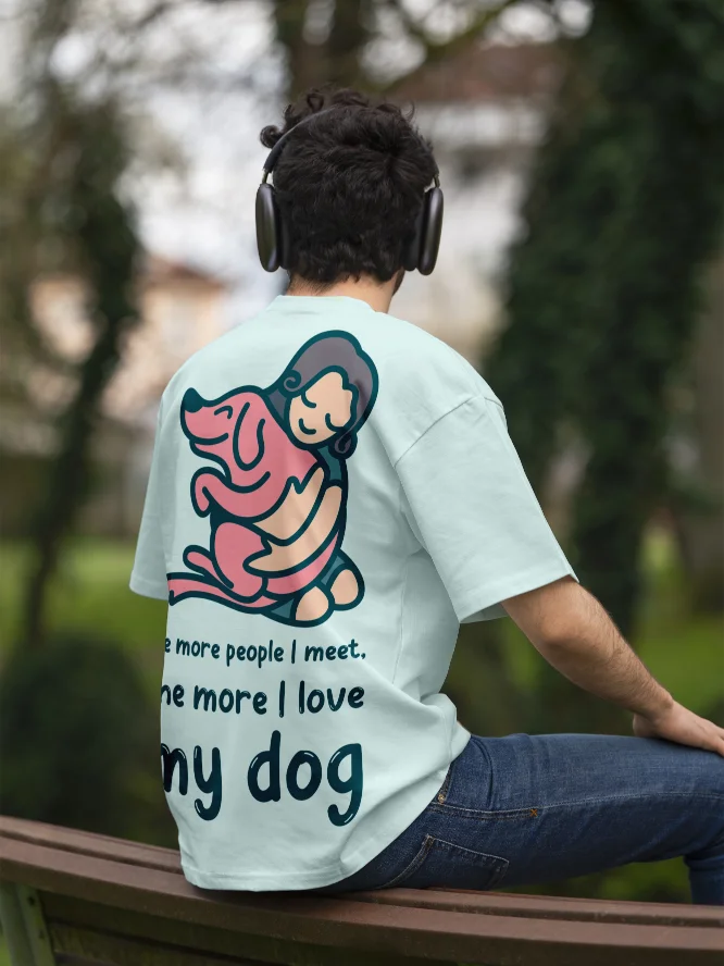 The More I Love My Dog – Woman Hugging Dog T‑Shirt for Dog Lovers product image (3)