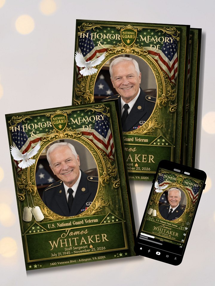 8-Page Army National Guard Funeral Program Template 17x11 & 14x8.5 with QR Code product image (2)