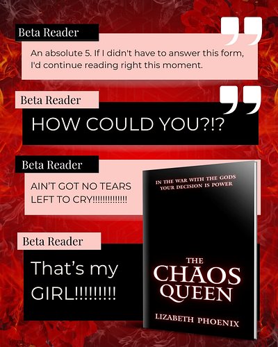 🔥 Beta Readers react to THE CHAOS QUEEN 🔥

Beta reading rounds are almost over for THE CHAOS QUEEN, and the feedback has been...