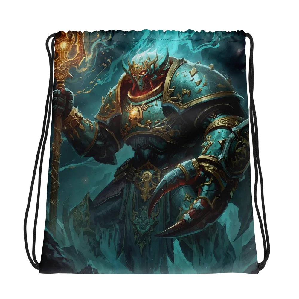 Mythical Armored Trident All-Over Drawstring Bag product image (1)