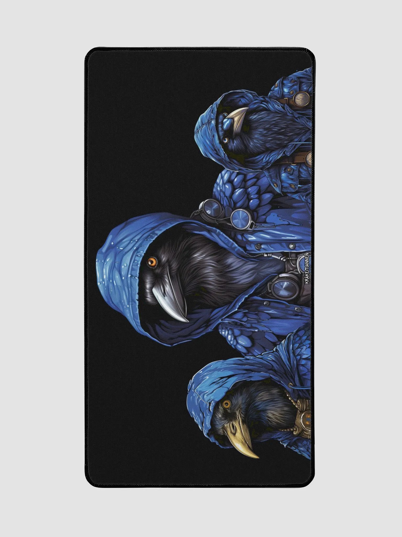 Premium XL Desk Mat 🖱Three mysterious birds in dark blue 💙 product image (2)