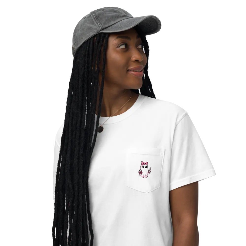 Cute Ghost Cotton Pocket T-Shirt product image (2)