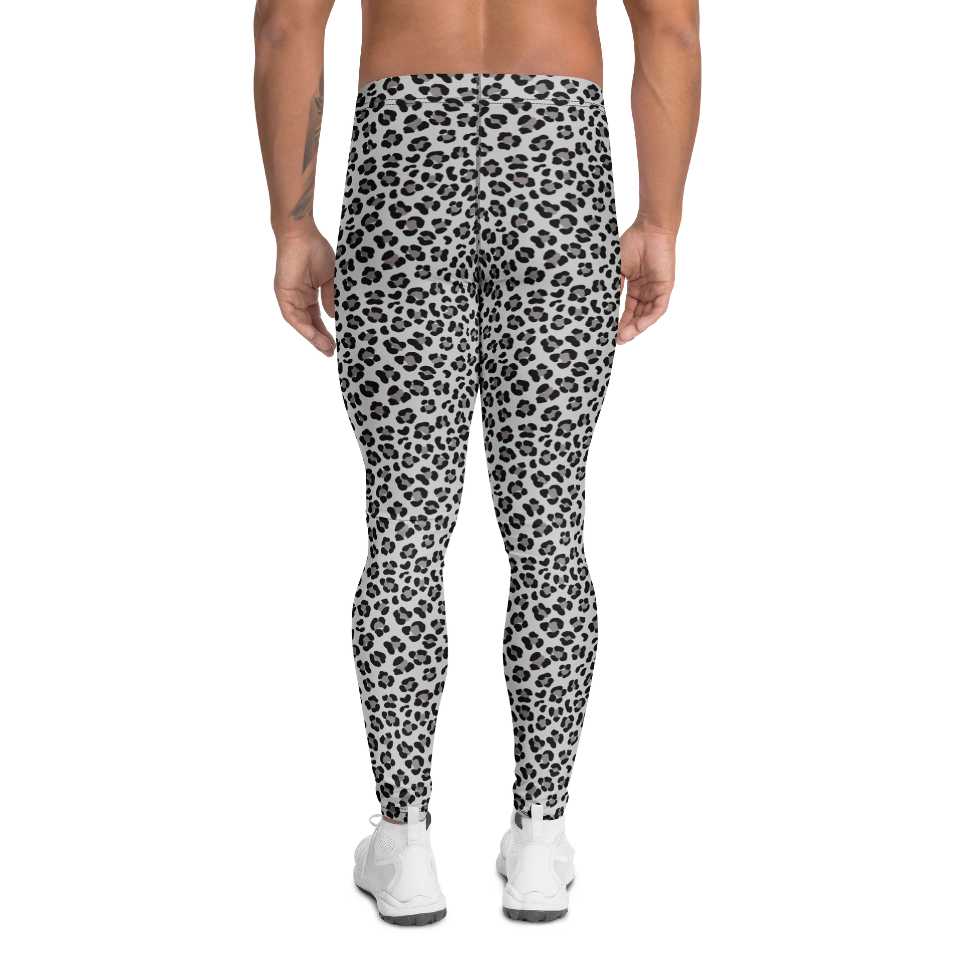 Comfortable Men's Leggings Bold Grey Leopard Print product image (2)