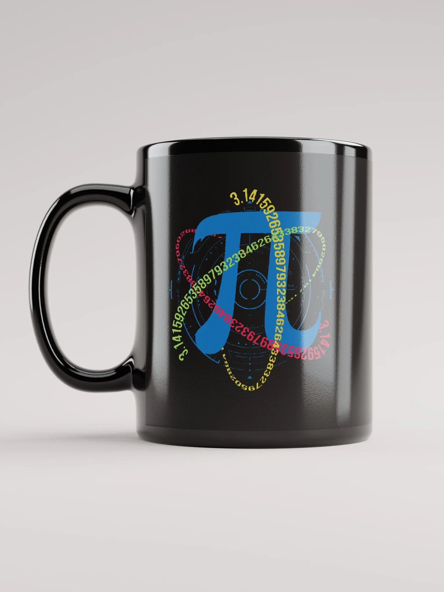 High Tech Pi Mathematical Number 3.1416 Black Mug product image (6)