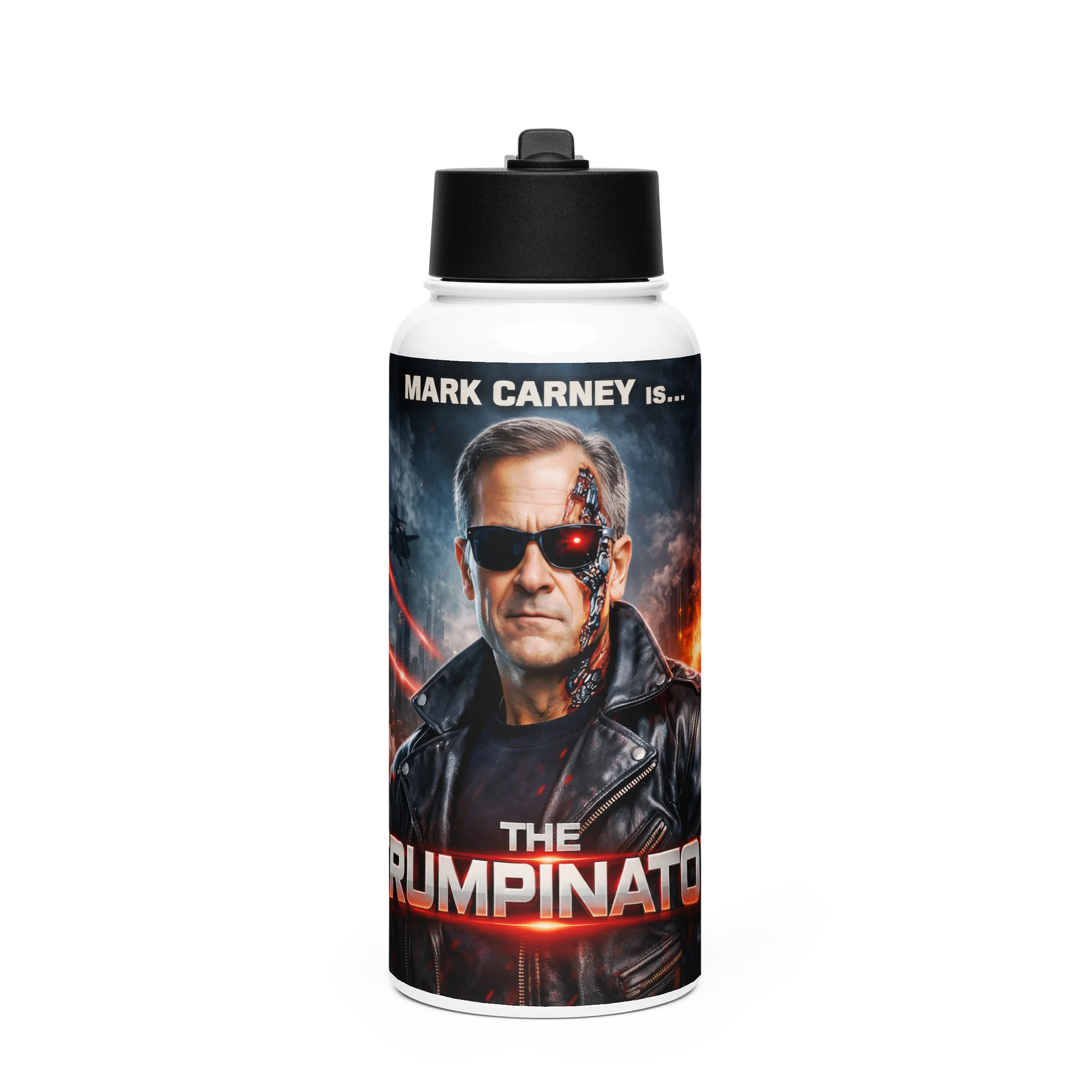 The Trumpinator - Stainless Steel Water Bottle with Foldable Straw product image (1)