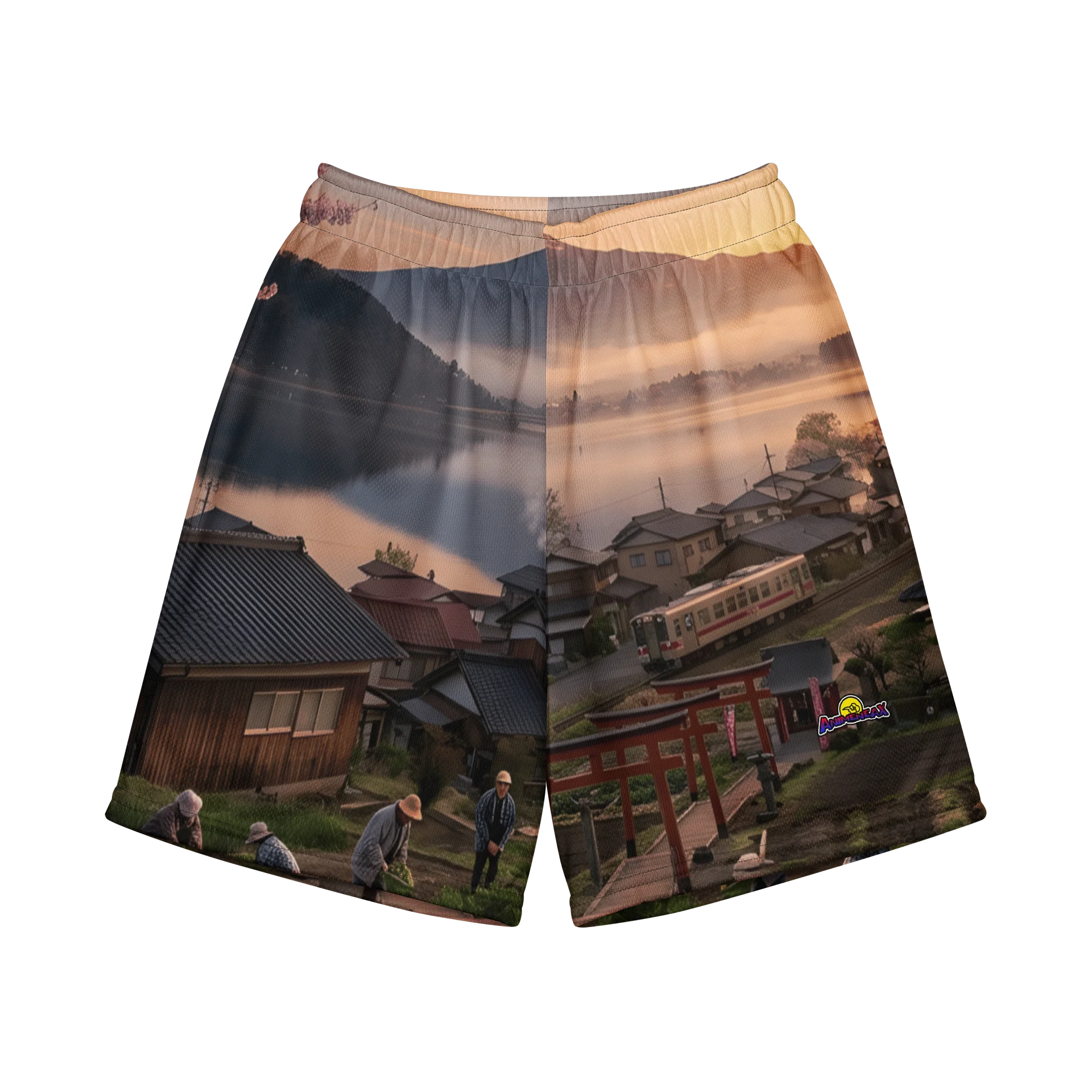 Mount Fuji & Japanese Village Youth Recycled Mesh Shorts | UPF50+ product image (1)