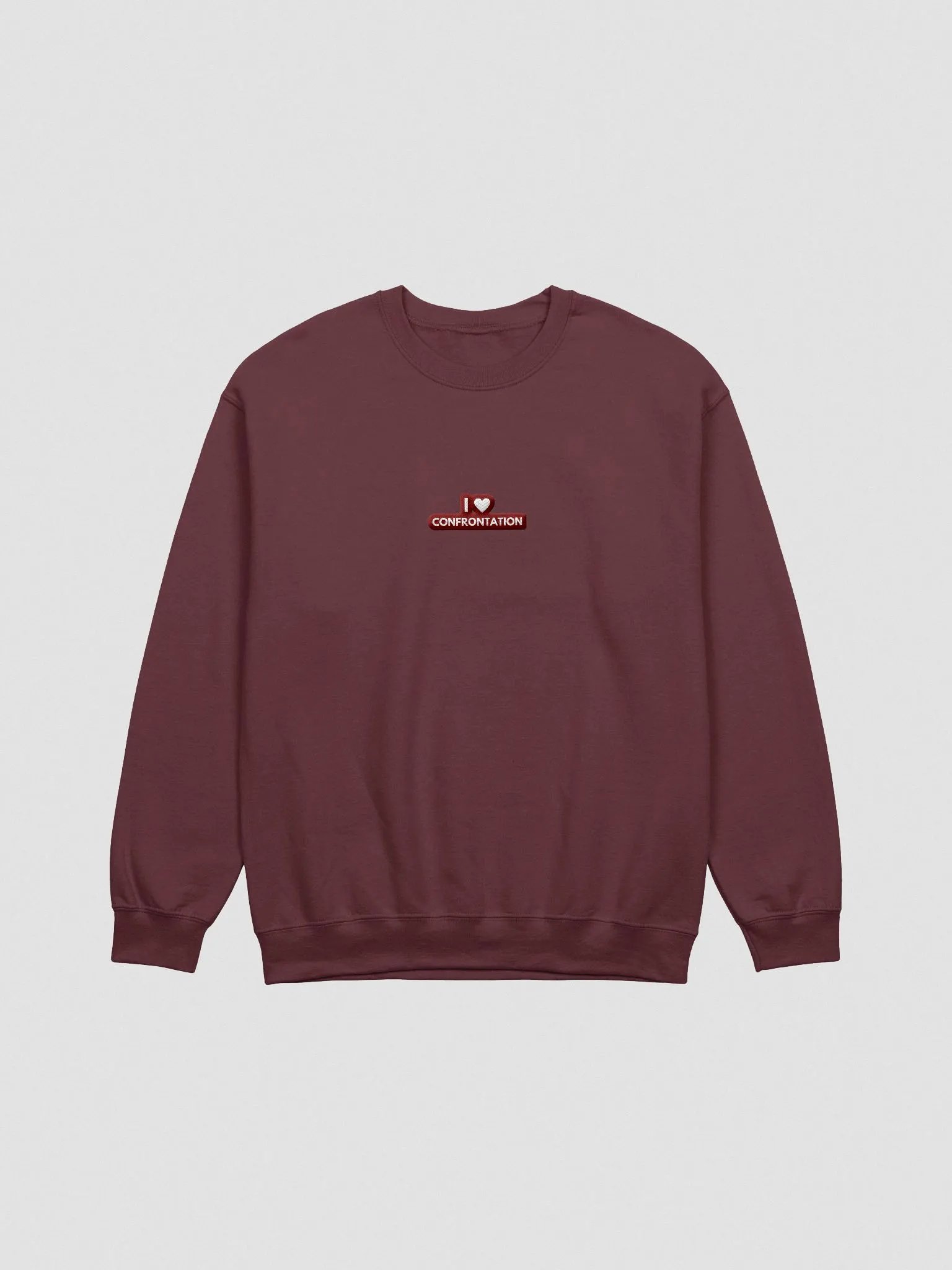 I <3 Confrontation embroidered crewneck (maroon + white design) product image (2)