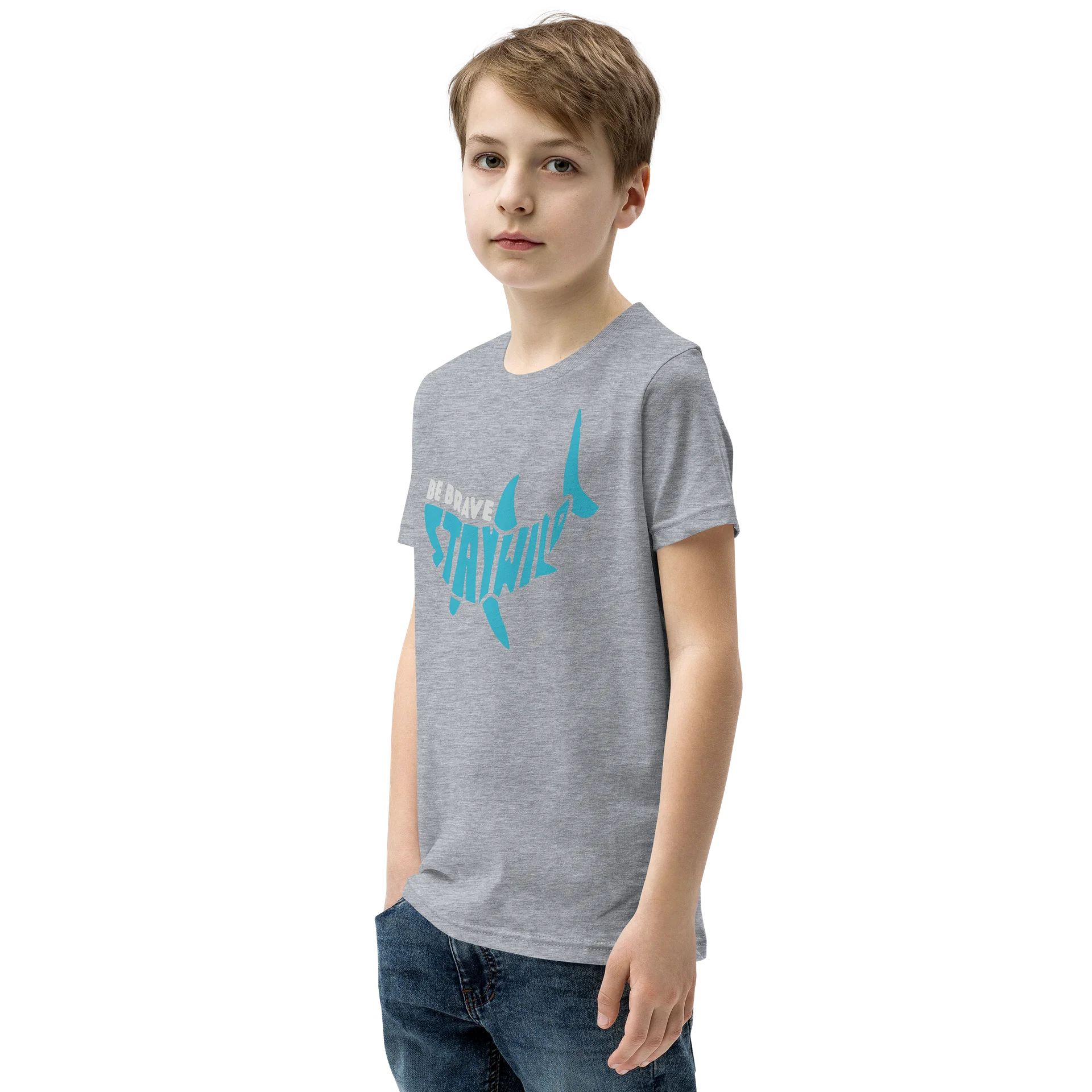 Be Brave Stay Wild Shark Youth T-Shirt product image (5)