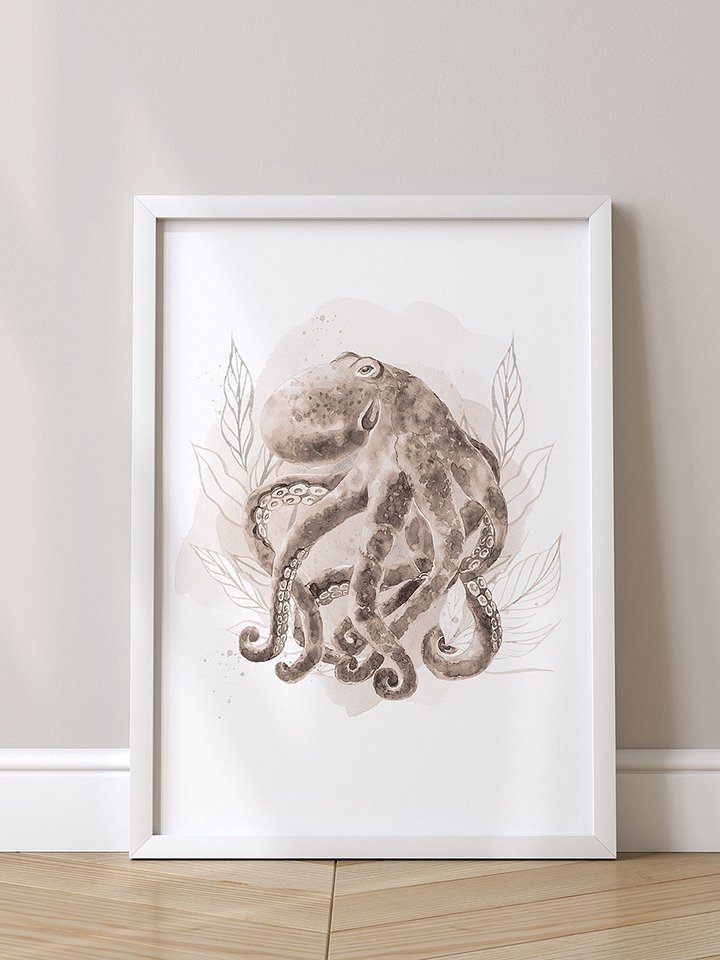 Inky Octopus Sepia Toned Print product image (1)