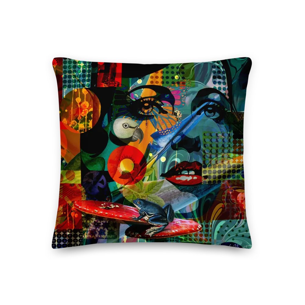 'Among the Wild' by Edward Martin Mixed Media Collage -Surreal Collage All-Over Print Pillow product image (3)