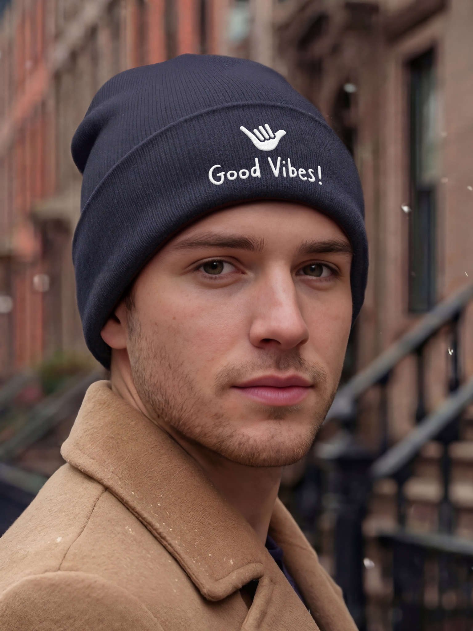 Good Vibes! Embroidered Cuffed Beanie – Soft & Cozy Unisex Accessory for Everyday Elegance product image (3)