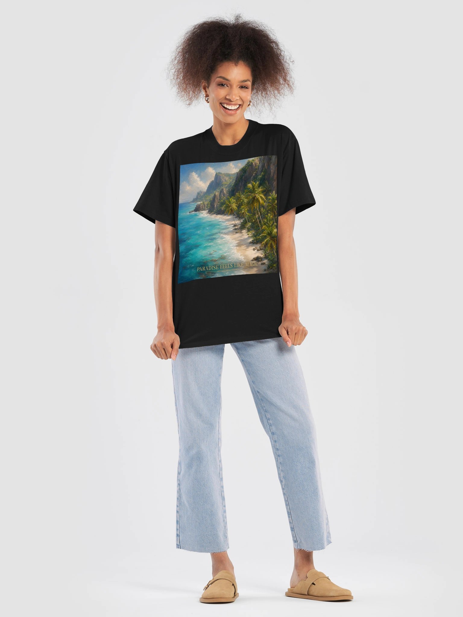 Paradise Feels Like Magic T-Shirt | Oversized Faded Black Unisex Travel Beach Wanderlust Tee product image (9)