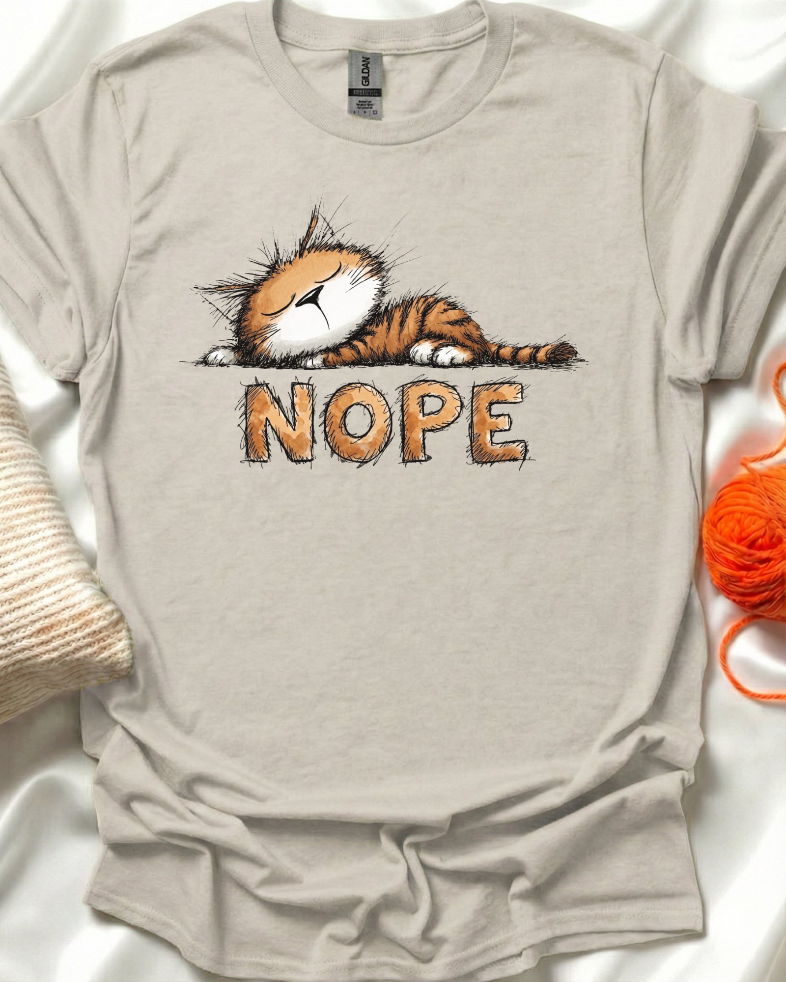Nope Orange Cat T-Shirt product image (1)