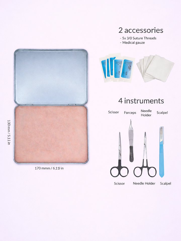 Hyperrealistic Suture Pad (that even bleeds) + Tools & Sutures product image (1)