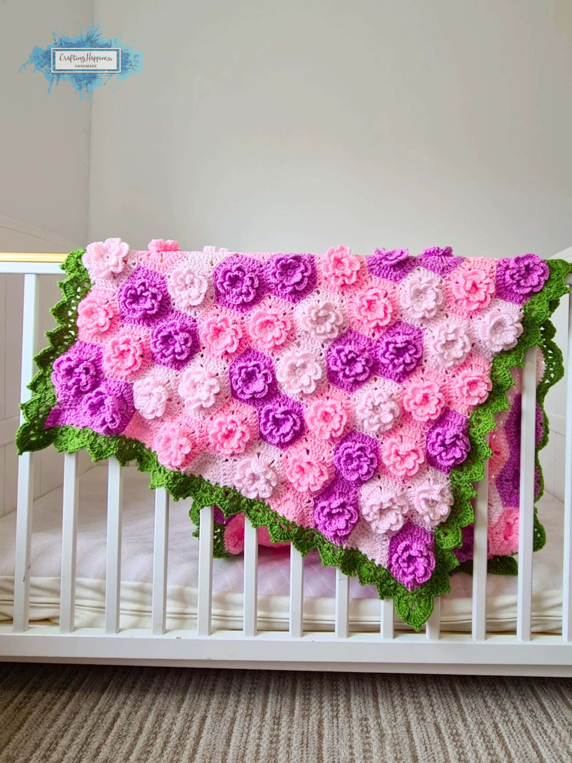 Flower Hexagon Crochet Baby Blanket Pattern | Summer Garden Afghan (PDF Pattern) product image (5)