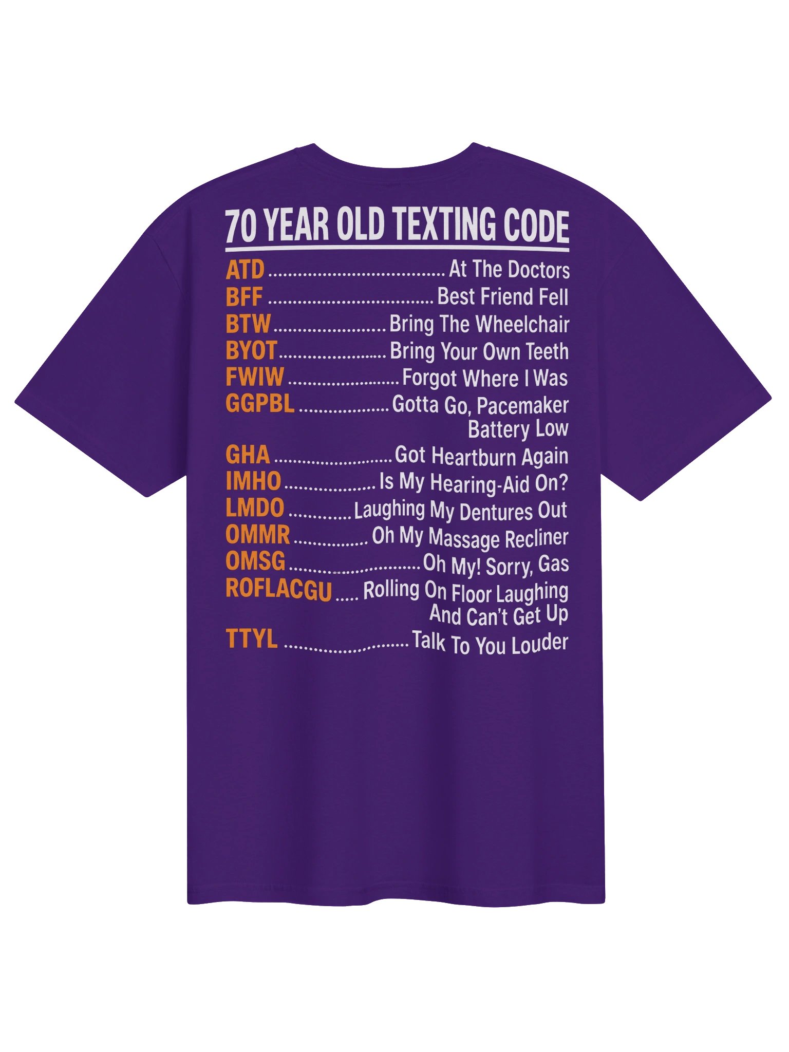 70 Year Old Texting Code T-Shirt – Funny 70th Birthday Gift for Men & Women product image (9)