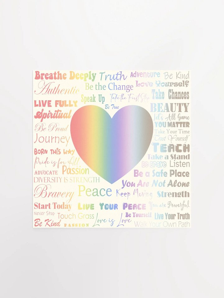 Love and Pride Square Poster (Rainbow Gradient Text) product image (1)
