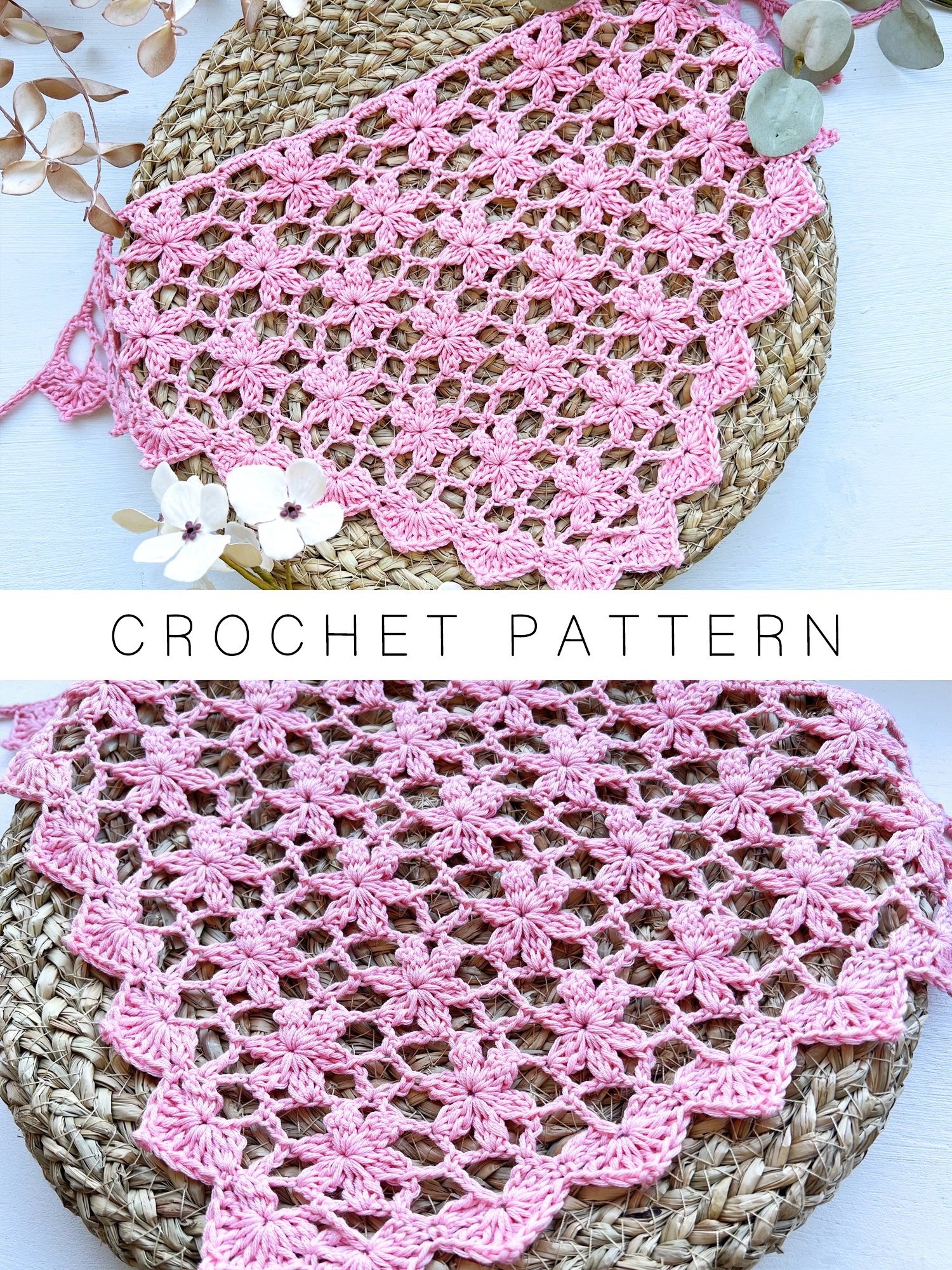 Crochet Pattern: Floral Bandana with Cherry Blossoms product image (1)