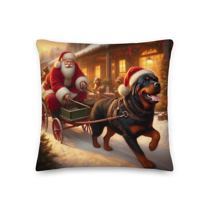 Rottweiler Santa's Sleigh Ride Premium Pillow product image (1)