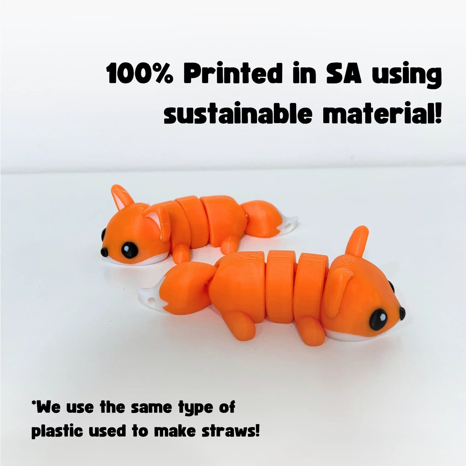 Cute Flexi Fox Keyring - 3D Printed, Cute, Fox lovers, Mini Gifts, Party fillers product image (3)