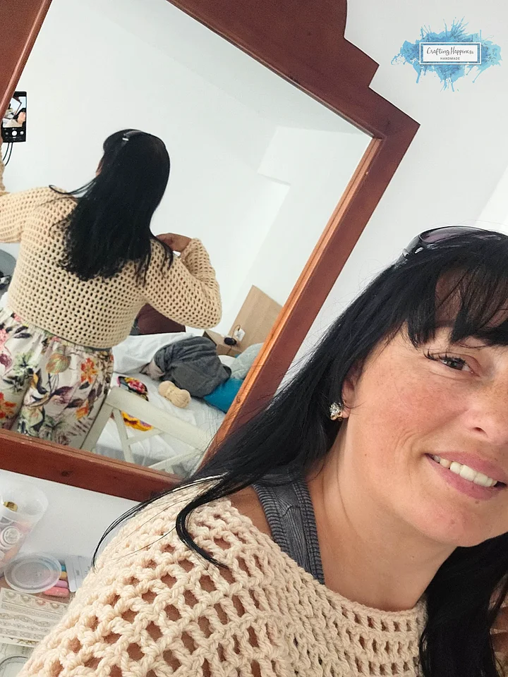 Coquette Mesh Cropped Sweater Crochet Pattern | No-Sew Summer Blouse | Adjustable Net Top, Beginner Pdf product image (2)