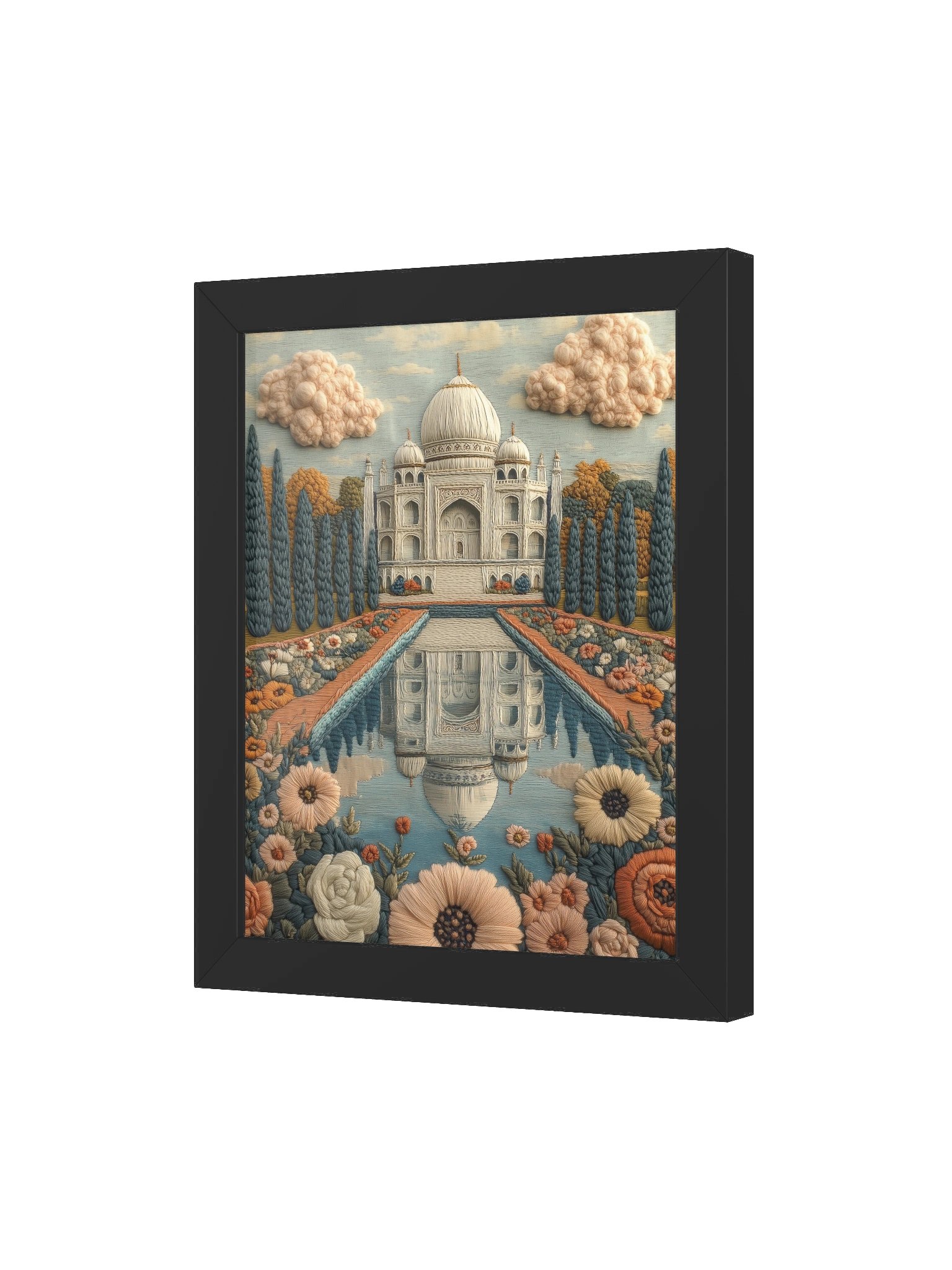 A Dream of the Taj Mahal | Embroidery-Style Wall Art — Framed Print product image (51)