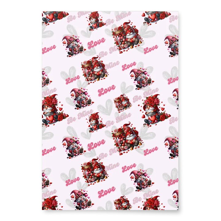 Be Mine Valentine Gnome Wrapping paper set of 3 product image (2)
